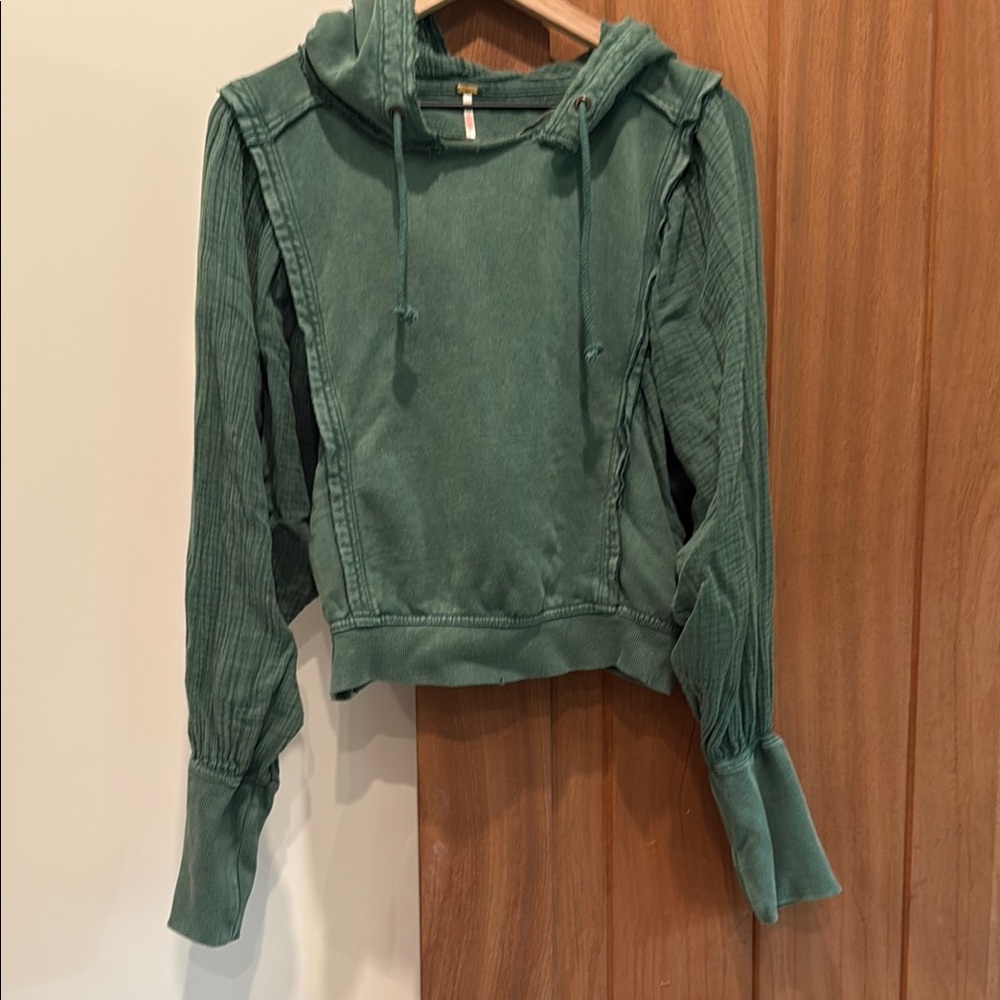 Free People Green Cropped Relaxed Hoodie